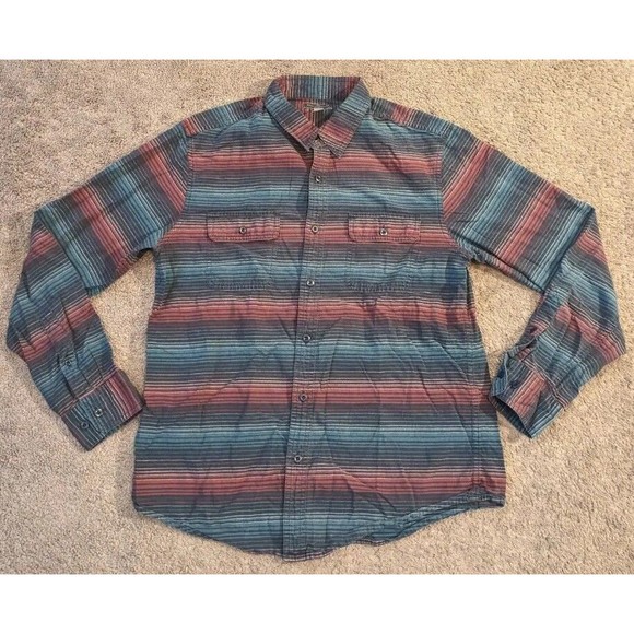 Men's L.L. Bean Signature Slim Fit Striped Flannel Button Up Shirt 300566 Medium - Picture 1 of 7
